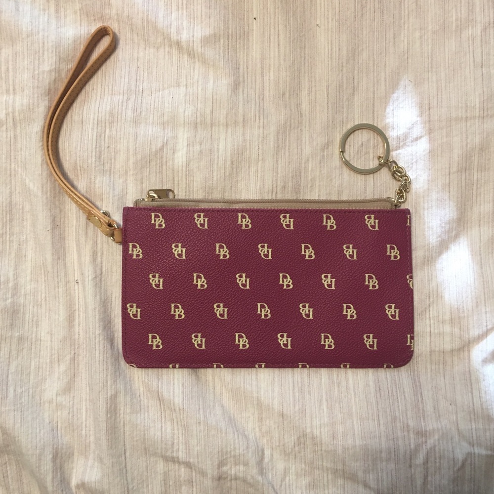 Dooney & Bourke Maroon Logo Clutch Wristlet NWOT